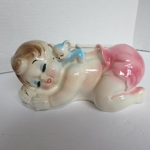 Vtg Ceramic Planter Ruben #679 Sleeping Baby